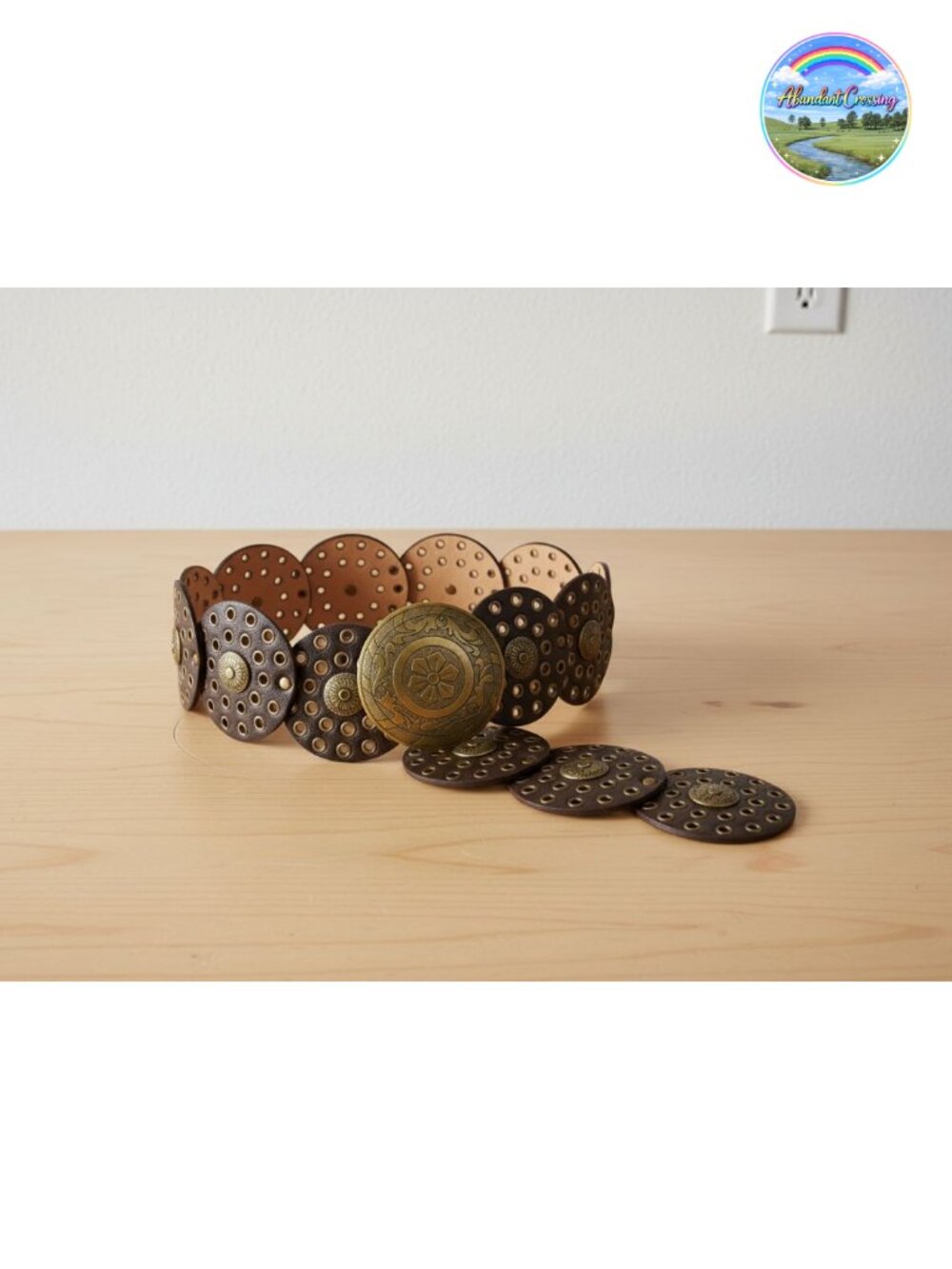 Wide Boho Disc Concho Leather Waist Belt